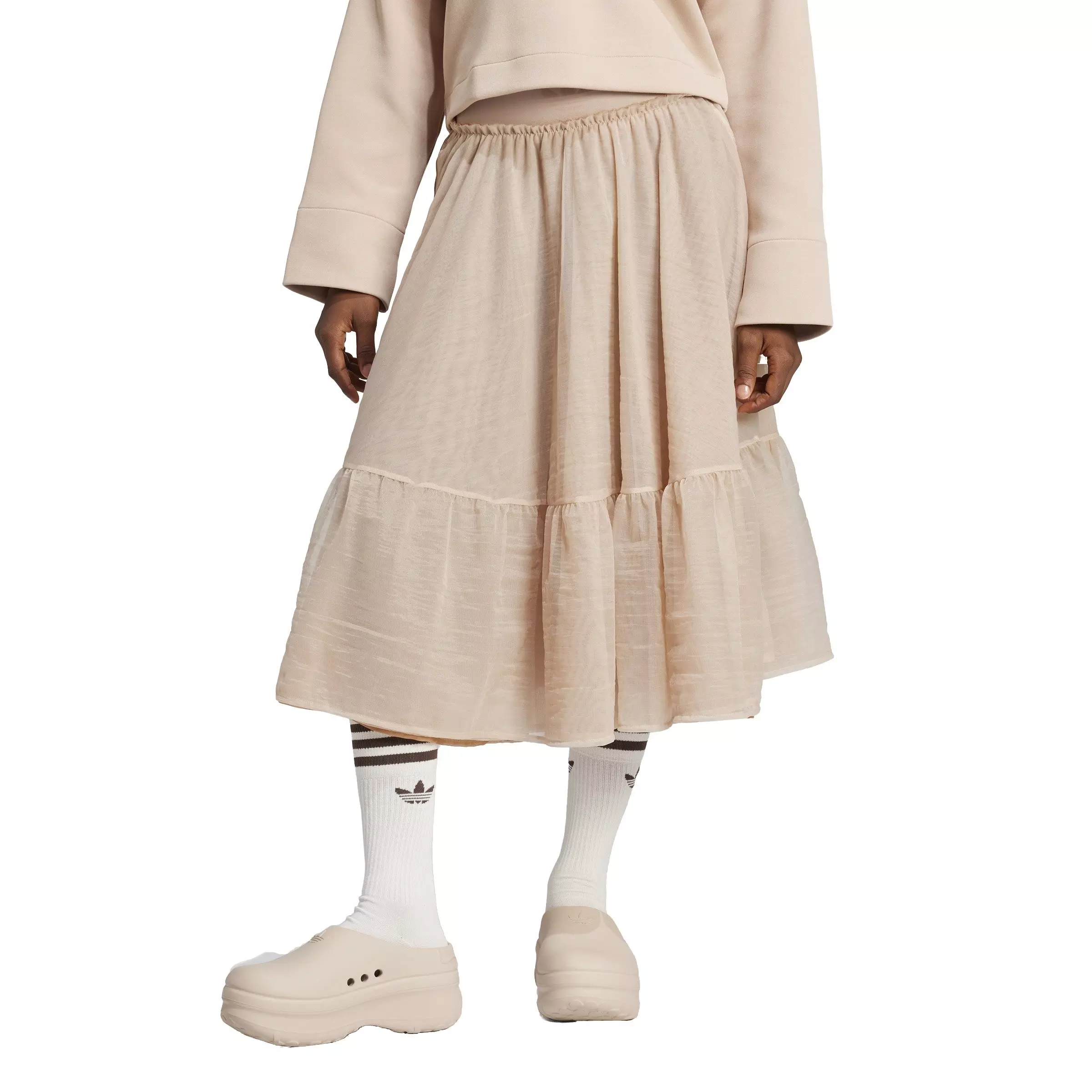 adidas Originals Women's Waistband Tulle Maxi Dress-Pink